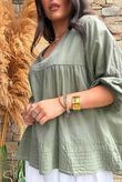 Prairie Pintuck Cotton Smock Khaki